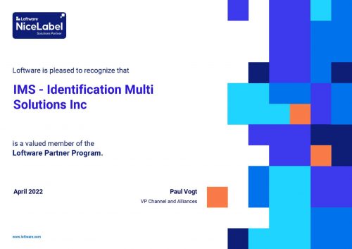 Certificate-IMS - Identification Multi Solutions Inc